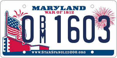 MD license plate 0BM1603