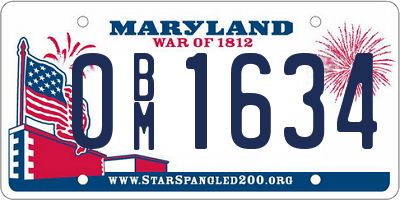 MD license plate 0BM1634