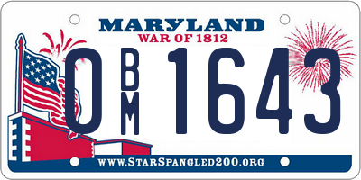 MD license plate 0BM1643