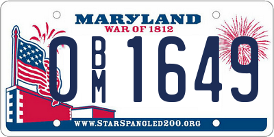 MD license plate 0BM1649
