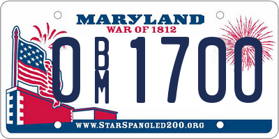 MD license plate 0BM1700
