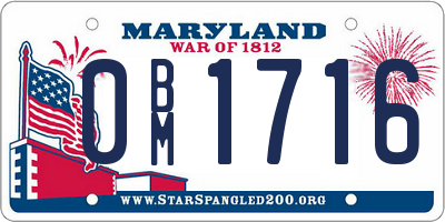 MD license plate 0BM1716