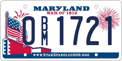 MD license plate 0BM1721