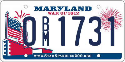 MD license plate 0BM1731