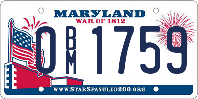 MD license plate 0BM1759