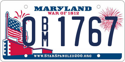 MD license plate 0BM1767