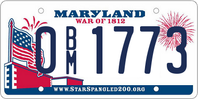 MD license plate 0BM1773