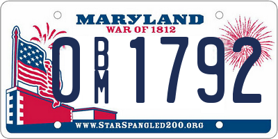 MD license plate 0BM1792