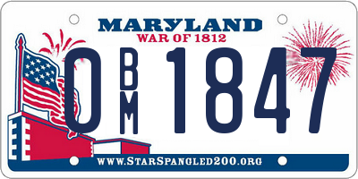 MD license plate 0BM1847