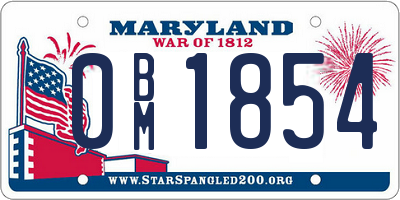 MD license plate 0BM1854