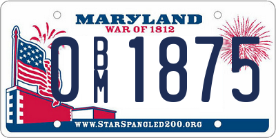 MD license plate 0BM1875