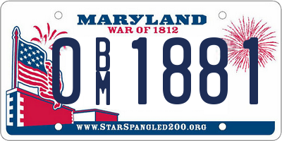 MD license plate 0BM1881
