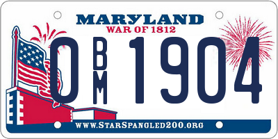 MD license plate 0BM1904