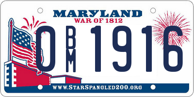MD license plate 0BM1916