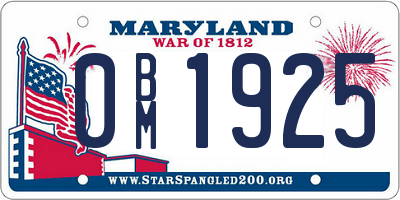 MD license plate 0BM1925