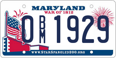 MD license plate 0BM1929