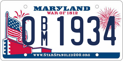 MD license plate 0BM1934