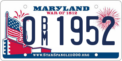 MD license plate 0BM1952
