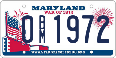 MD license plate 0BM1972