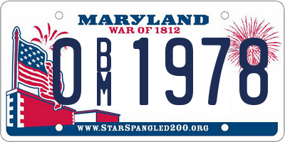 MD license plate 0BM1978