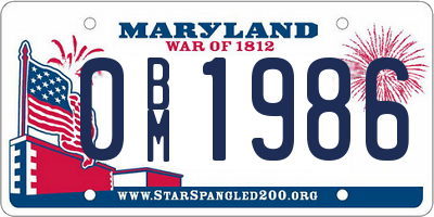 MD license plate 0BM1986