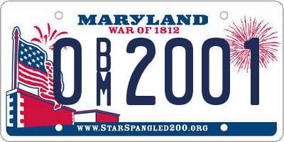 MD license plate 0BM2001