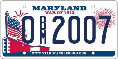 MD license plate 0BM2007