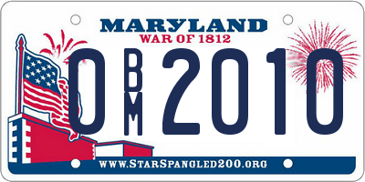 MD license plate 0BM2010