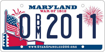 MD license plate 0BM2011