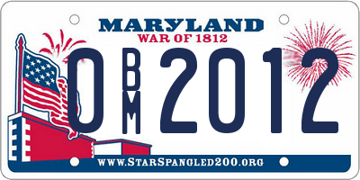 MD license plate 0BM2012