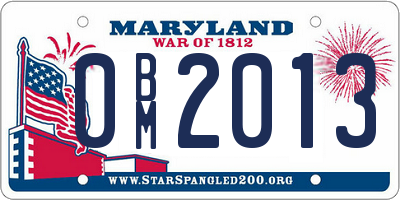 MD license plate 0BM2013