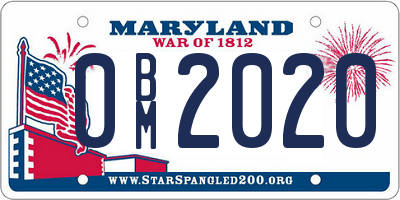 MD license plate 0BM2020
