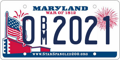 MD license plate 0BM2021