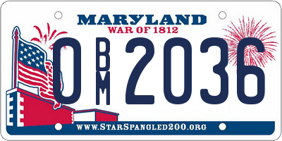 MD license plate 0BM2036