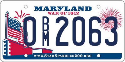 MD license plate 0BM2063