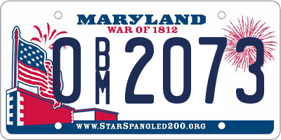 MD license plate 0BM2073