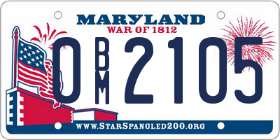 MD license plate 0BM2105