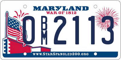 MD license plate 0BM2113