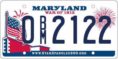 MD license plate 0BM2122