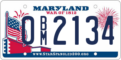 MD license plate 0BM2134