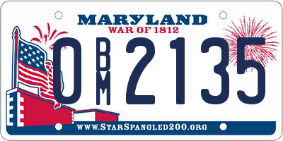 MD license plate 0BM2135