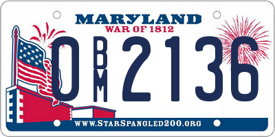 MD license plate 0BM2136
