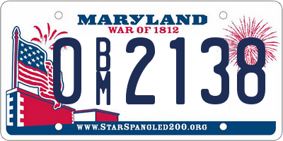 MD license plate 0BM2138