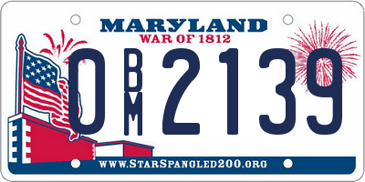 MD license plate 0BM2139