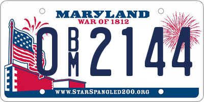 MD license plate 0BM2144