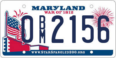 MD license plate 0BM2156
