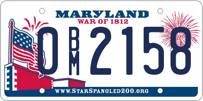 MD license plate 0BM2158