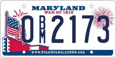 MD license plate 0BM2173