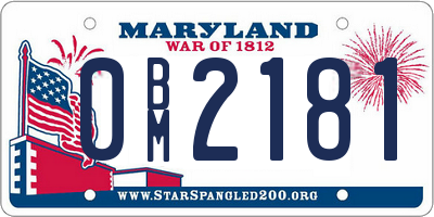 MD license plate 0BM2181
