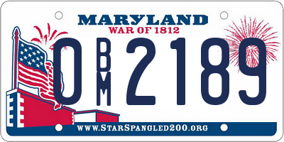 MD license plate 0BM2189
